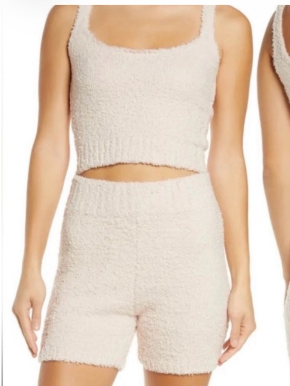 Skims Cozy Knit Bouclé Bone Cream High Rise Lounge Comfy Shorts